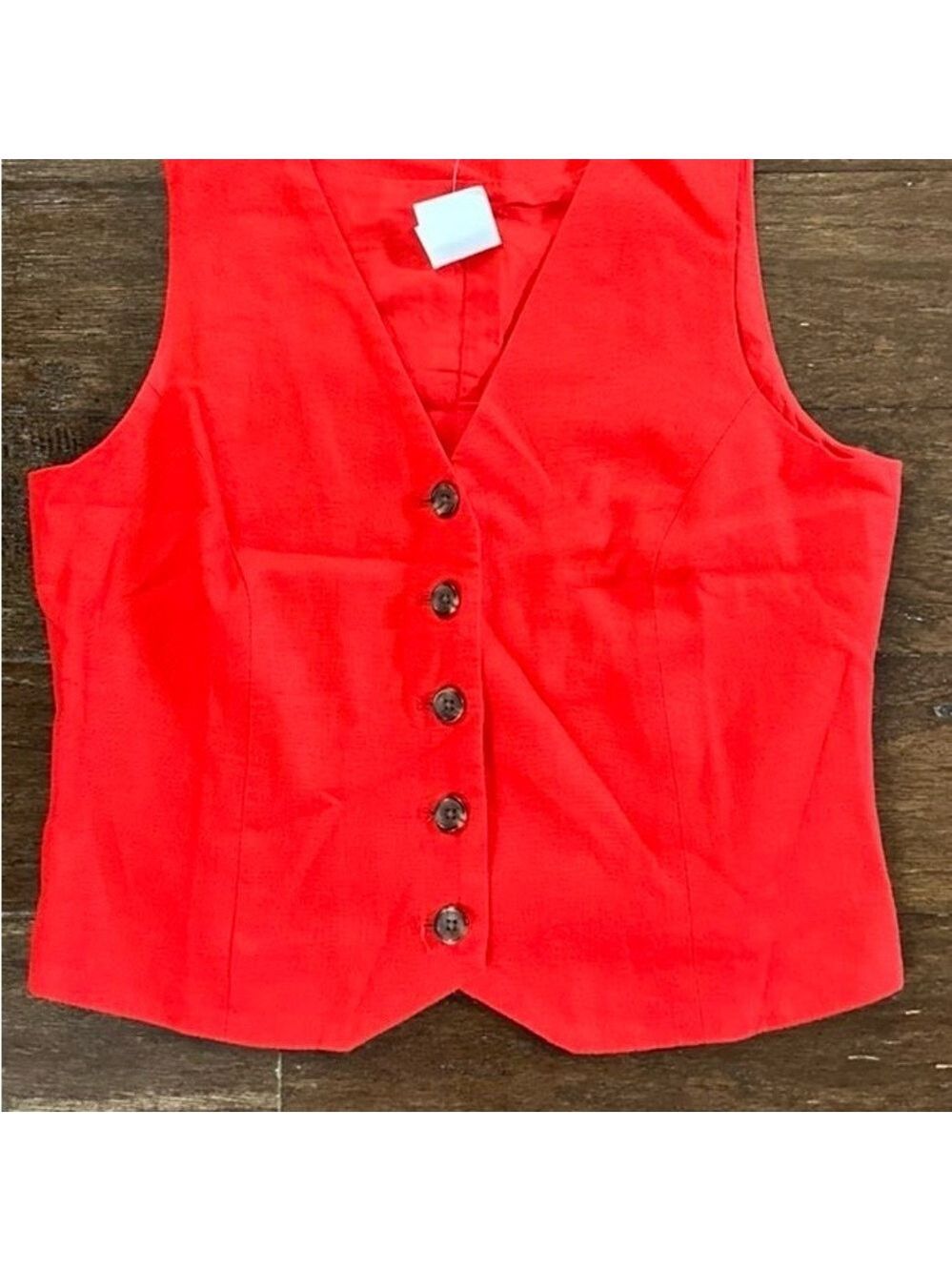 J.Crew-Button-front linen-blend vest, red size 6-NWT - Picture 14 of 15